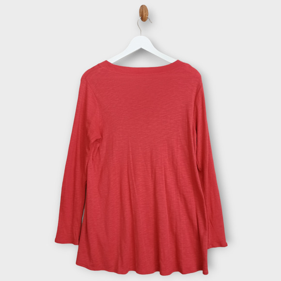 J Jill Shirt Womens Small Coral Pima Scoop-Neck Elliptical Tunic Casual Pullover - Picture 2 of 5